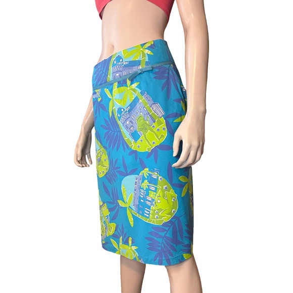 Lilly Pulitzer Skirt Negresco Lagoon Serenading Frog Print A Line White Label - Picture 3 of 14